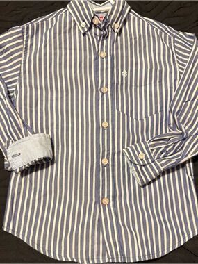 Izod Blue and White Striped Button-Down Shirt
